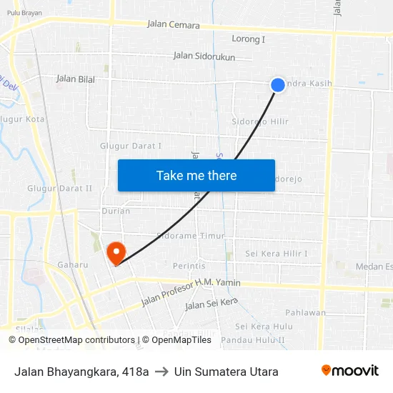 Jalan Bhayangkara, 418a to Uin Sumatera Utara map
