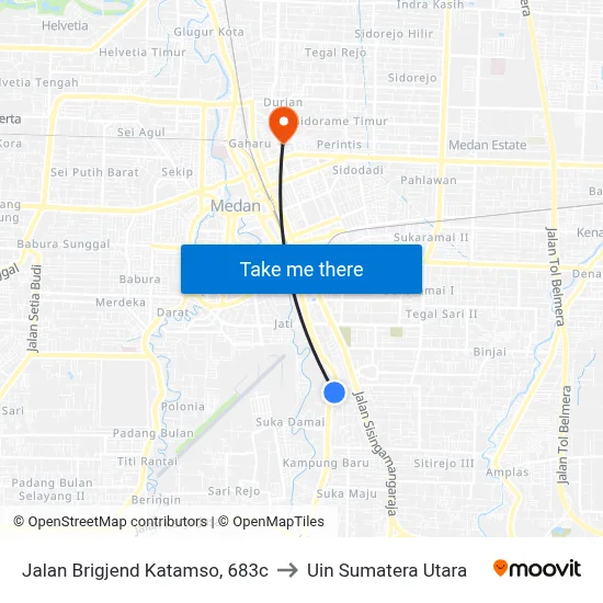 Jalan Brigjend Katamso, 683c to Uin Sumatera Utara map