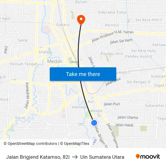 Jalan Brigjend Katamso, 82i to Uin Sumatera Utara map