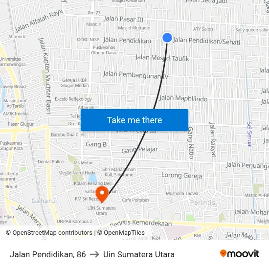 Jalan Pendidikan, 86 to Uin Sumatera Utara map