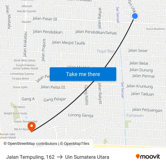 Jalan Tempuling, 162 to Uin Sumatera Utara map