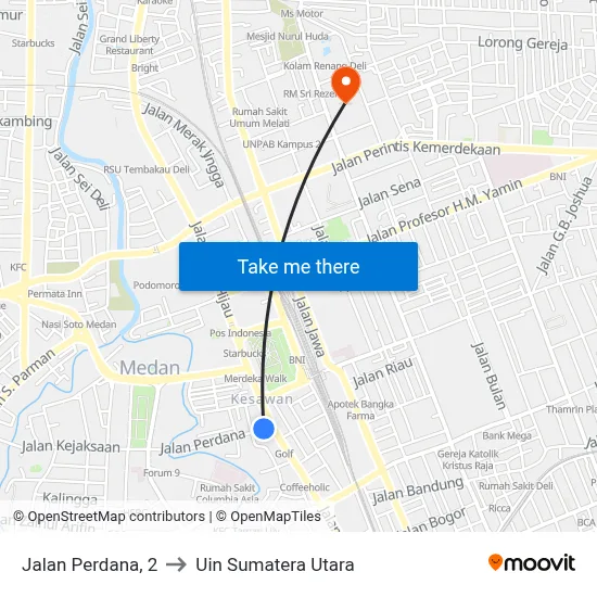 Jalan Perdana, 2 to Uin Sumatera Utara map