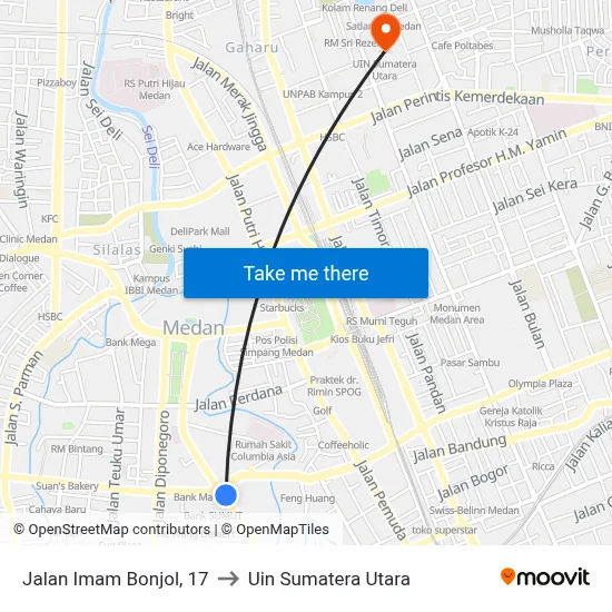Jalan Imam Bonjol, 17 to Uin Sumatera Utara map