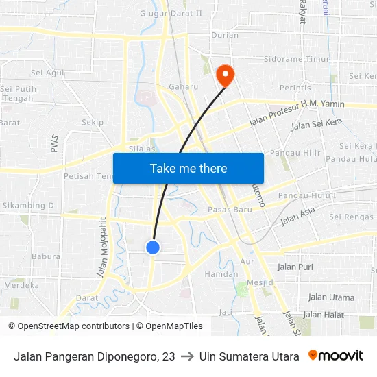 Jalan Pangeran Diponegoro, 23 to Uin Sumatera Utara map