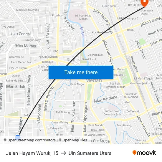 Jalan Hayam Wuruk, 15 to Uin Sumatera Utara map