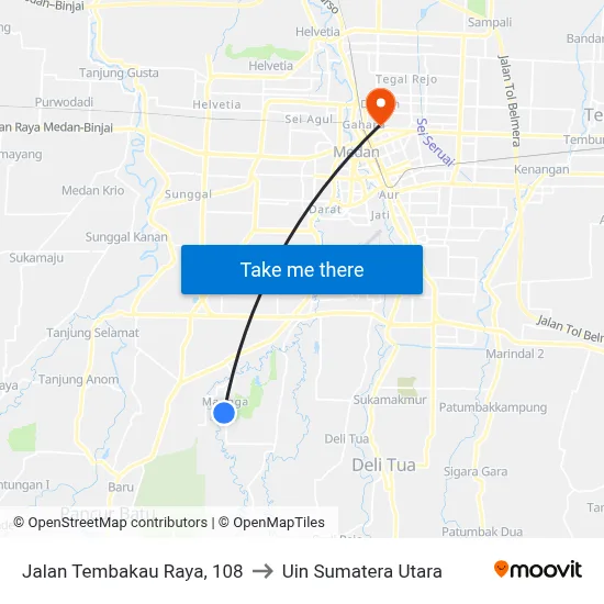 Jalan Tembakau Raya, 108 to Uin Sumatera Utara map
