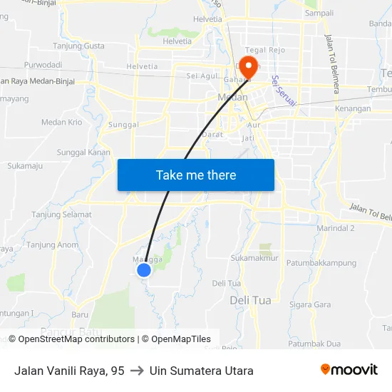 Jalan Vanili Raya, 95 to Uin Sumatera Utara map