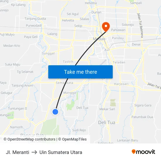 Jl. Meranti to Uin Sumatera Utara map