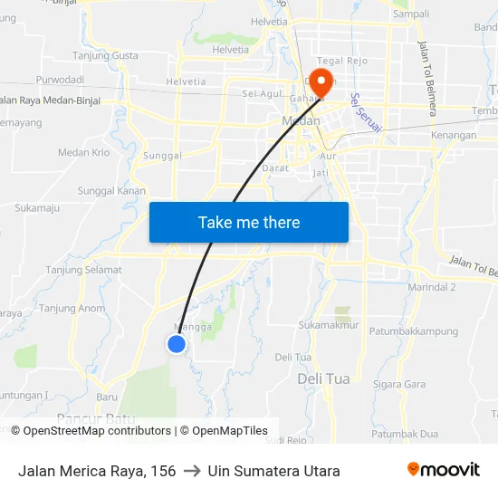 Jalan Merica Raya, 156 to Uin Sumatera Utara map
