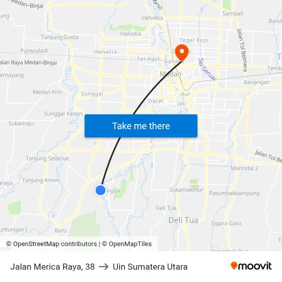 Jalan Merica Raya, 38 to Uin Sumatera Utara map