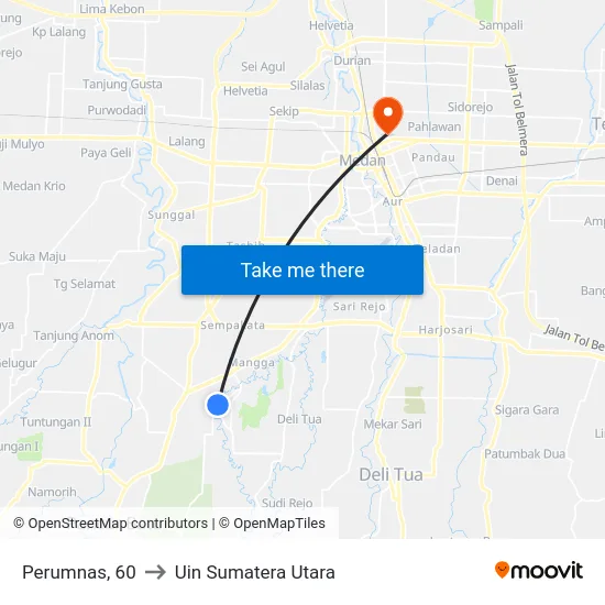 Perumnas, 60 to Uin Sumatera Utara map