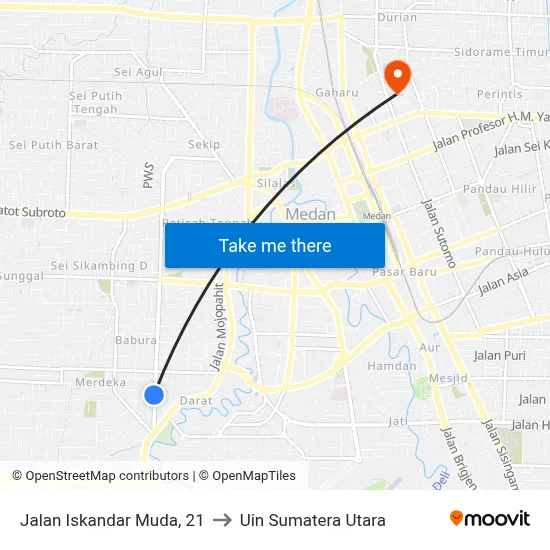 Jalan Iskandar Muda, 21 to Uin Sumatera Utara map