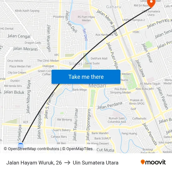 Jalan Hayam Wuruk, 26 to Uin Sumatera Utara map