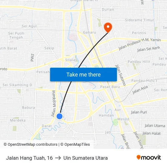 Jalan Hang Tuah, 16 to Uin Sumatera Utara map
