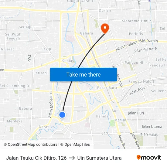 Jalan Teuku Cik Ditiro, 126 to Uin Sumatera Utara map