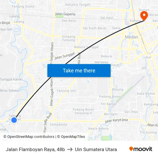 Jalan Flamboyan Raya, 48b to Uin Sumatera Utara map