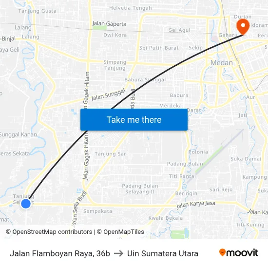 Jalan Flamboyan Raya, 36b to Uin Sumatera Utara map