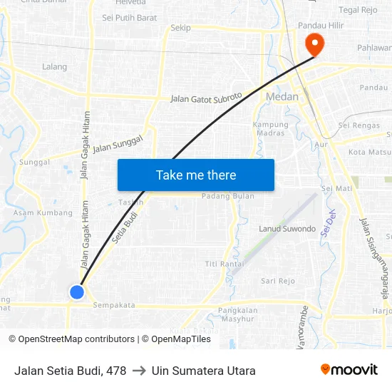 Jalan Setia Budi, 478 to Uin Sumatera Utara map