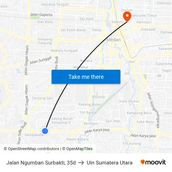 Jalan Ngumban Surbakti, 35d to Uin Sumatera Utara map