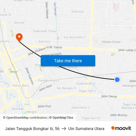 Jalan Tangguk Bongkar Iii, 56 to Uin Sumatera Utara map
