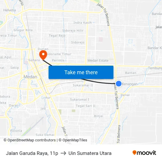 Jalan Garuda Raya, 11p to Uin Sumatera Utara map