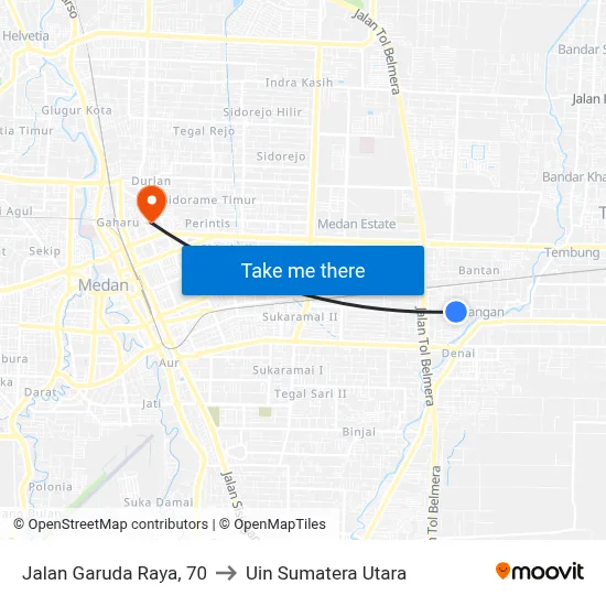 Jalan Garuda Raya, 70 to Uin Sumatera Utara map