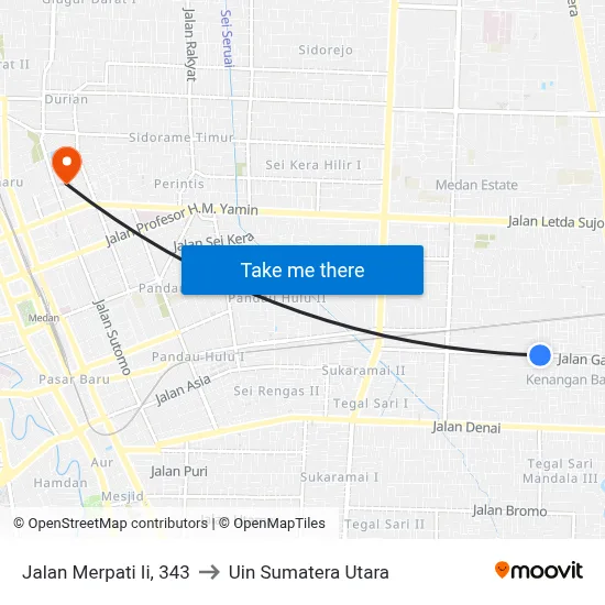 Jalan Merpati Ii, 343 to Uin Sumatera Utara map
