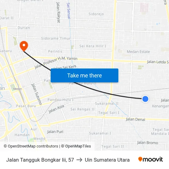 Jalan Tangguk Bongkar Iii, 57 to Uin Sumatera Utara map