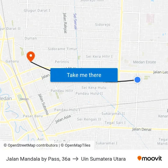 Jalan Mandala by Pass, 36a to Uin Sumatera Utara map