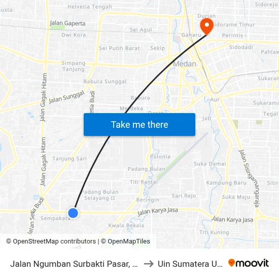 Jalan Ngumban Surbakti Pasar, No.60 to Uin Sumatera Utara map