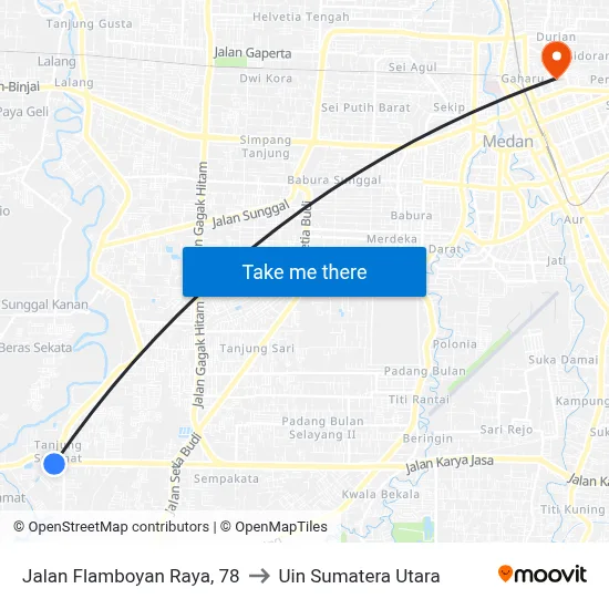 Jalan Flamboyan Raya, 78 to Uin Sumatera Utara map