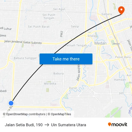 Jalan Setia Budi, 190 to Uin Sumatera Utara map