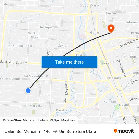 Jalan Sei Mencirim, 44c to Uin Sumatera Utara map