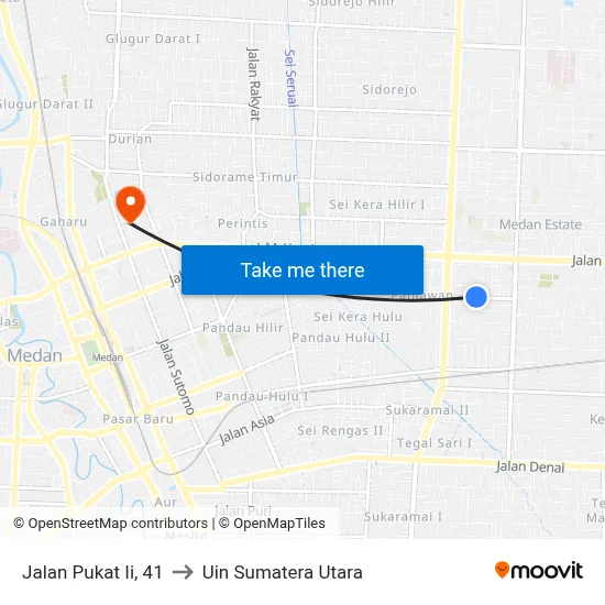 Jalan Pukat Ii, 41 to Uin Sumatera Utara map
