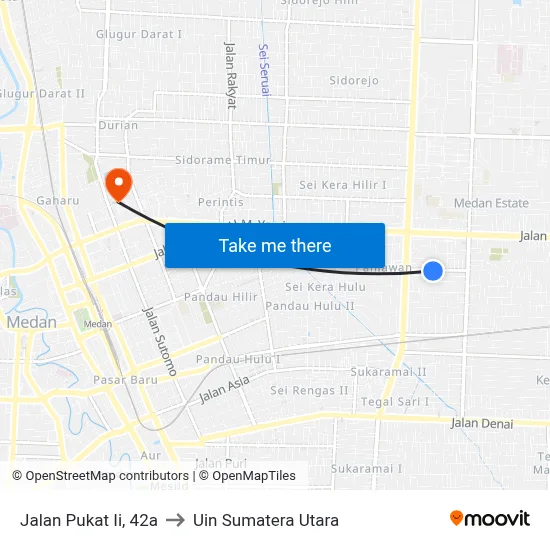 Jalan Pukat Ii, 42a to Uin Sumatera Utara map