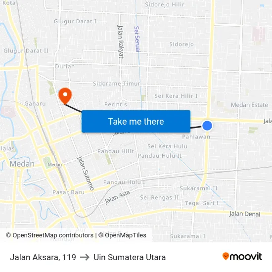 Jalan Aksara, 119 to Uin Sumatera Utara map