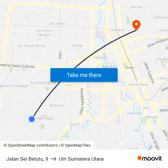 Jalan Sei Belutu, 9 to Uin Sumatera Utara map