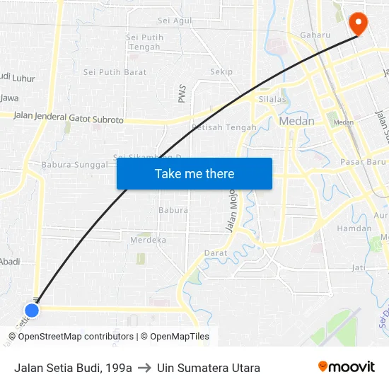 Jalan Setia Budi, 199a to Uin Sumatera Utara map