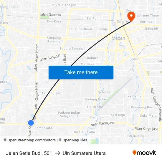 Jalan Setia Budi, 501 to Uin Sumatera Utara map