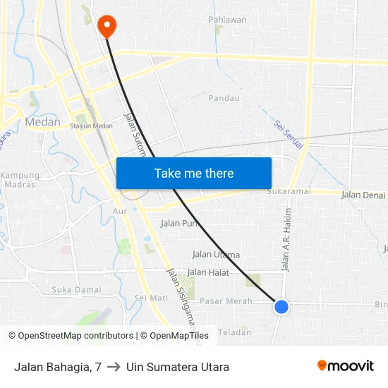Jalan Bahagia, 7 to Uin Sumatera Utara map