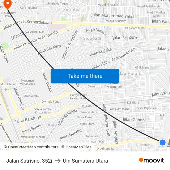 Jalan Sutrisno, 352j to Uin Sumatera Utara map