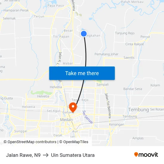 Jalan Rawe, N9 to Uin Sumatera Utara map