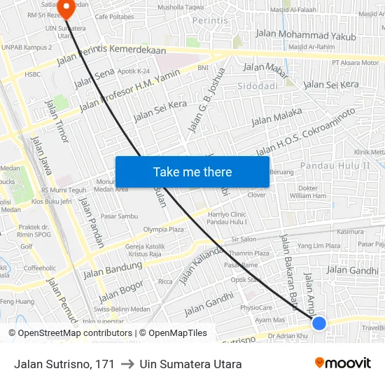 Jalan Sutrisno, 171 to Uin Sumatera Utara map