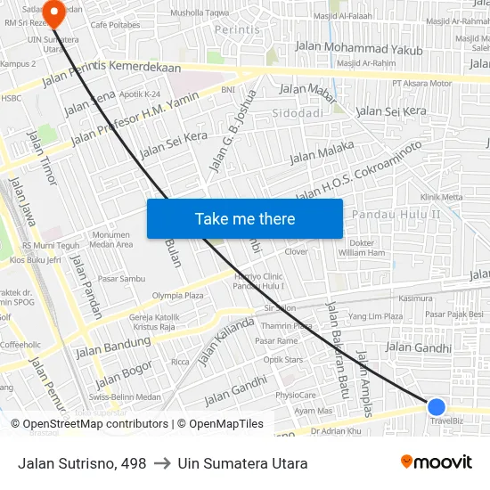 Jalan Sutrisno, 498 to Uin Sumatera Utara map
