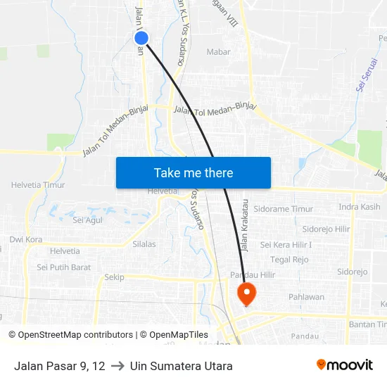 Jalan Pasar 9, 12 to Uin Sumatera Utara map
