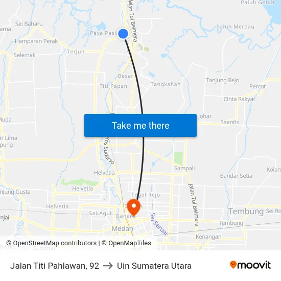Jalan Titi Pahlawan, 92 to Uin Sumatera Utara map