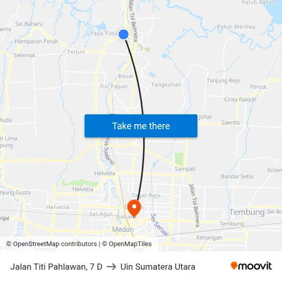 Jalan Titi Pahlawan, 7 D to Uin Sumatera Utara map