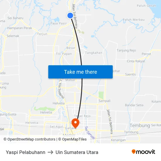 Yaspi Pelabuhann to Uin Sumatera Utara map