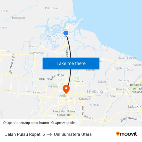 Jalan Pulau Rupat, 6 to Uin Sumatera Utara map