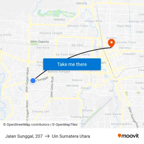 Jalan Sunggal, 207 to Uin Sumatera Utara map
